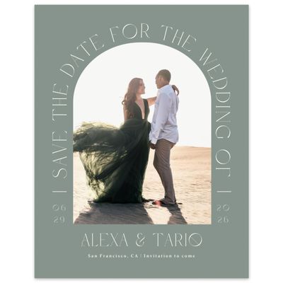 Deep Sage, Green Wedding Digital Save the Date - Gothenburg Arch