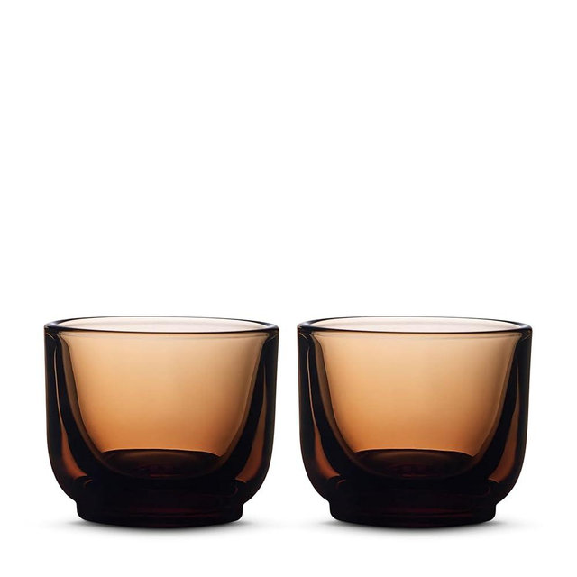 Fellow Pirch Espresso Shot Glass 3.5 oz Set of 2, Amber Artisanal Cups, Dishwasher Safe Heat Retaining for Latte Art, Cortado & Coffee