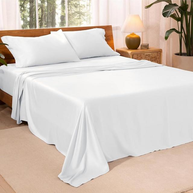 Bare Home Lyocell Tencel Sheet Set - King Size - 4 Piece Set - Derived from Eucalyptus - All-Season - Ultra Soft - Deep Pocket (King, White)