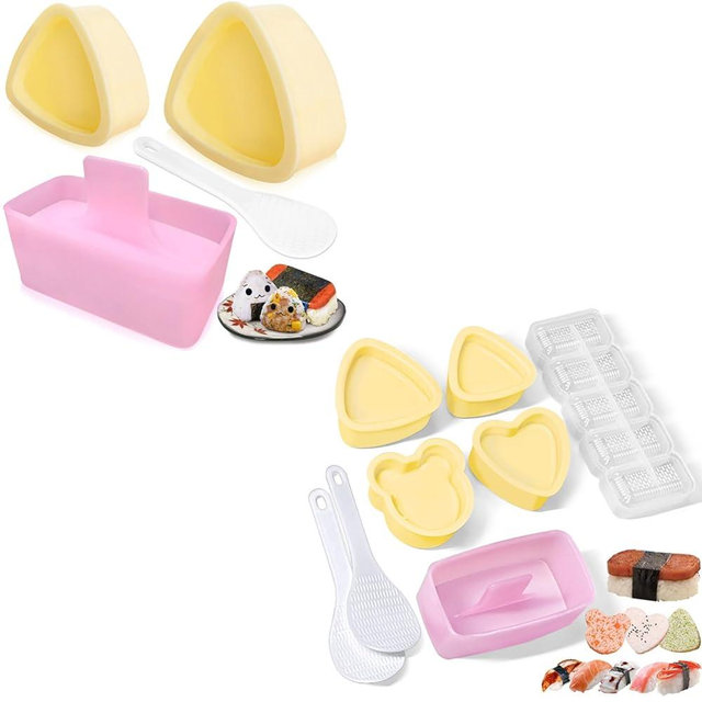 Onigiri Mold, Bundles Including 2 Pack Musubi Press Maker, 6 Pack Classic Rice Ball Mold, 1 Gunkan Sushi Maker for Kid Lunch Bento, Home DIY(With 3 rice ladles)