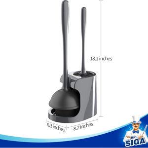 MR.SIGA Toilet Plunger and Bowl Brush Combo for Bathroom Cleaning, Gray, 1 Set