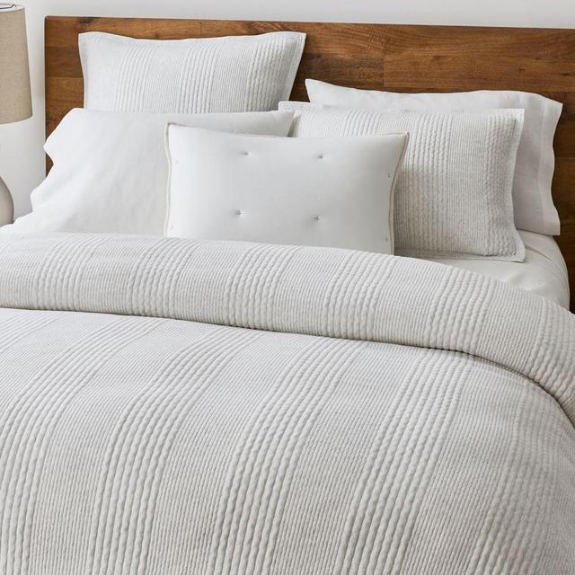 Cotton Cloud Jersey Duvet Cover & Shams- White, King