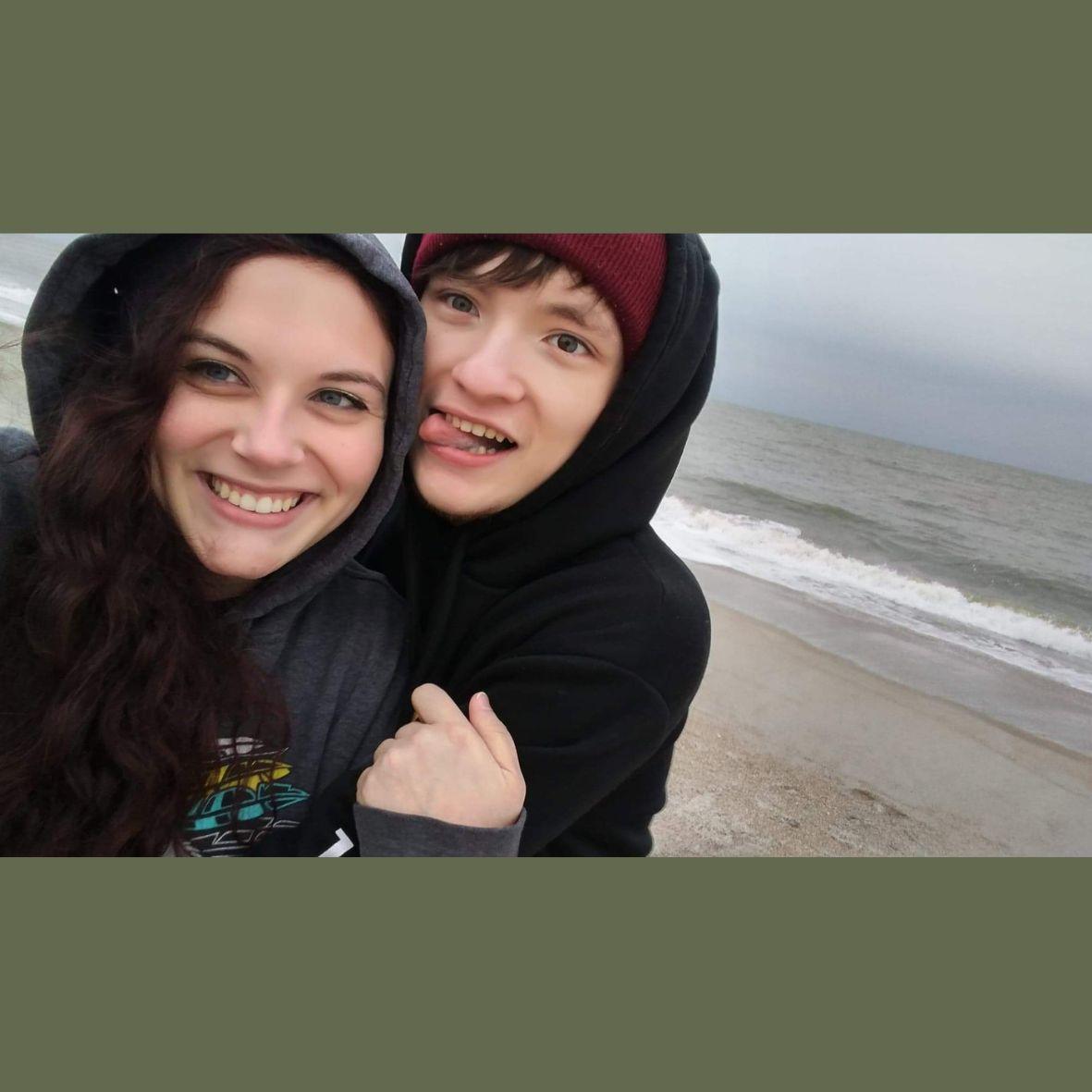 The first time Austin came down to visit in Georgia. It was a very cold beach trip.