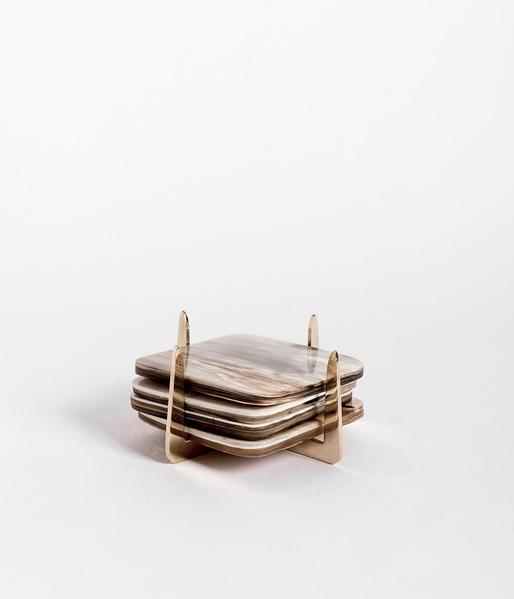 Rose & Fitzgerald Coaster Set - Light Horn