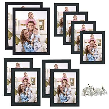 Giftgarden 10-Pack Black Picture Frames for Multiple Sizes Photos, Two  8x10, Four 5x7, Four 4x6, Multi Assorted Photo Frame for Collage Wall or