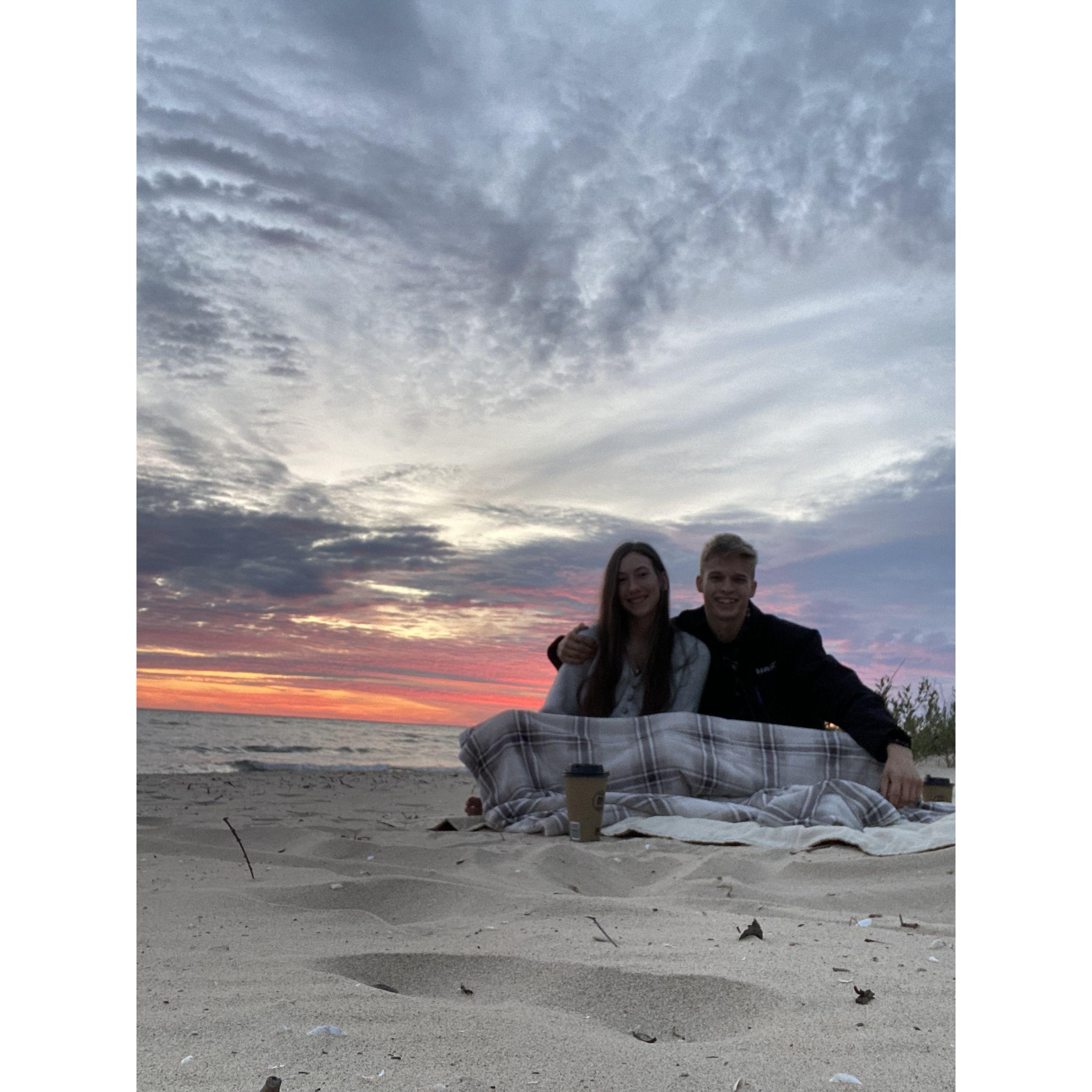 We watched the sunrise together at my favorite beach. One of our "unofficial dates".