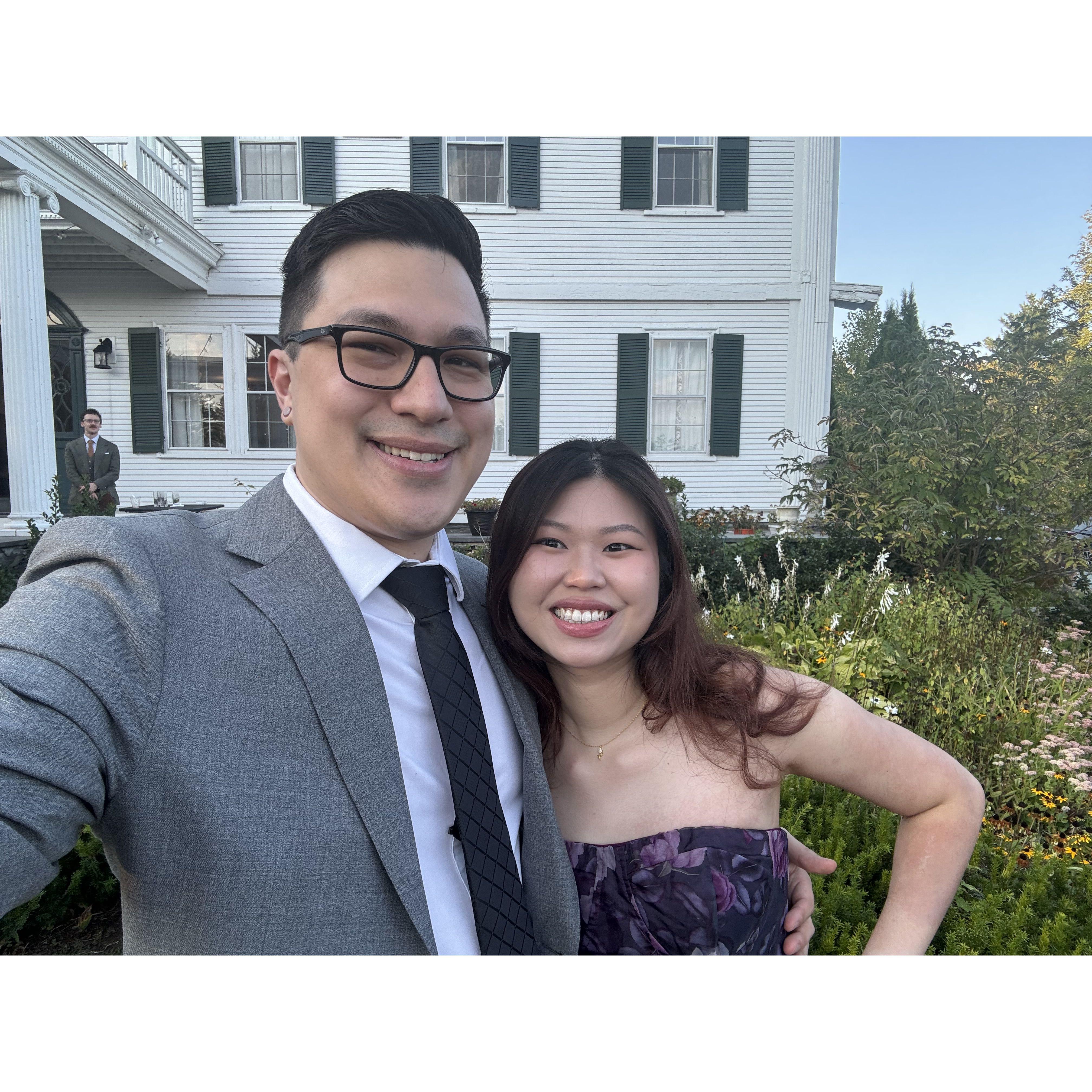 At Michael & Amanda's wedding! First time attending family's function as a couple