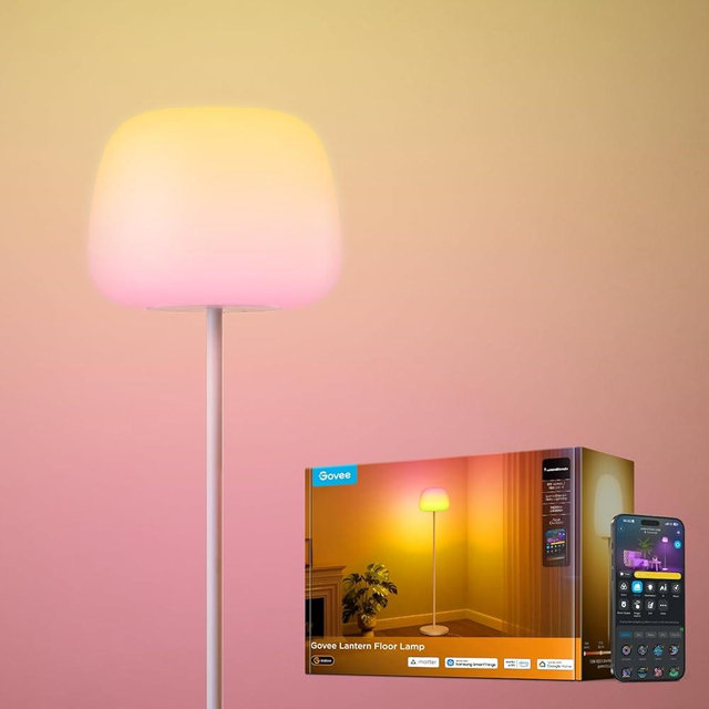 Govee Lantern Floor Lamp, Halo Gradient RGBIC Smart Corner Lamp with LuminBlend+, 1000K-10000K, Matter Compatible, 100+ Scene Modes, Music Sync, 1400lm, Modern Floor Lamps for Living Room, White