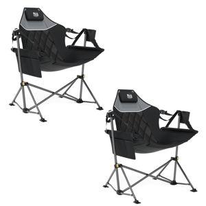 Timber Ridge Hammock Camping Chair with Adjustable Backrest, Heavy Duty Folding Hammock Chair Supports 300lbs, Portable Hammock Chair for Camping, Travelling and Patio, Black 2 Pack