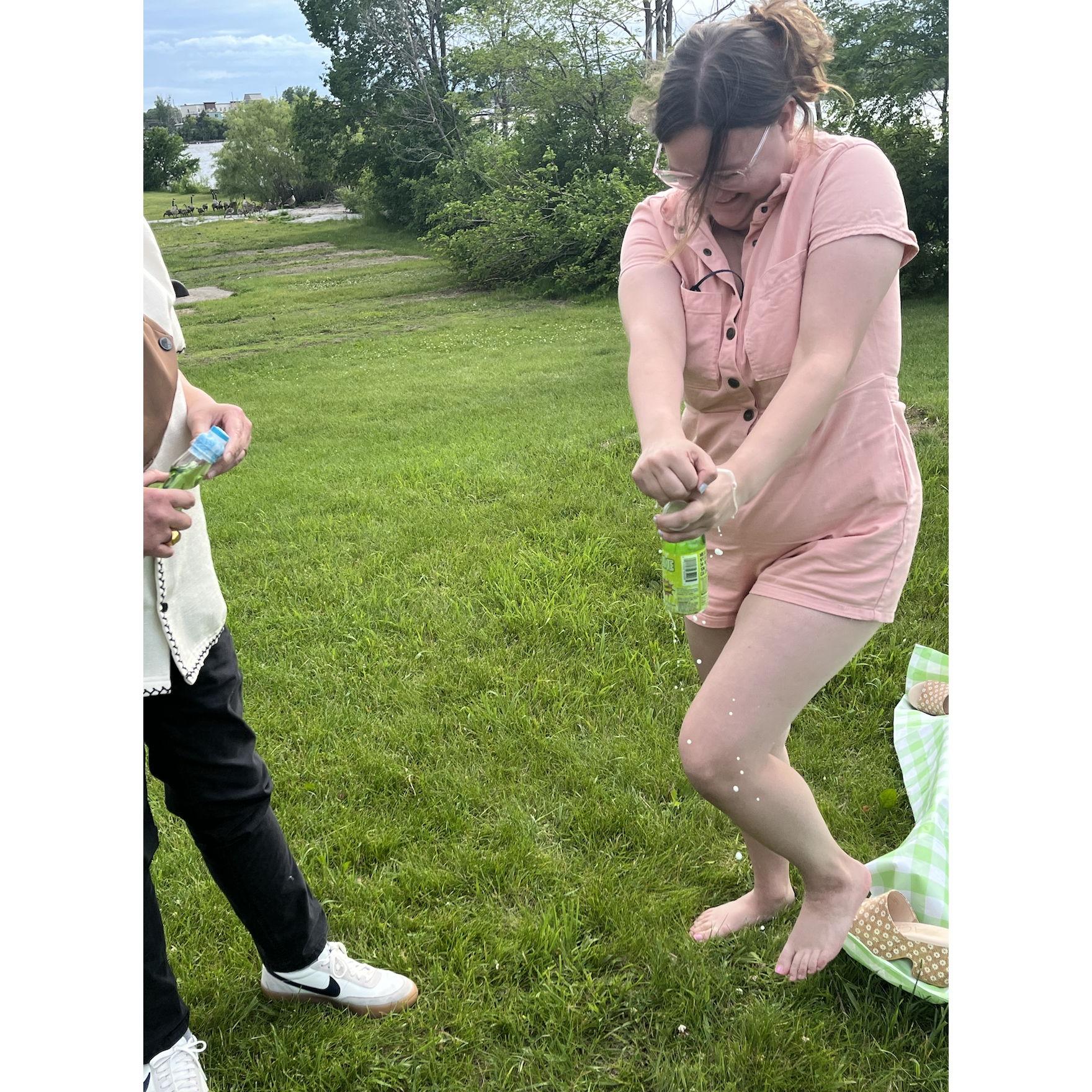 Anna's proposal: popping Japanese sodas (no bubbly in the park)