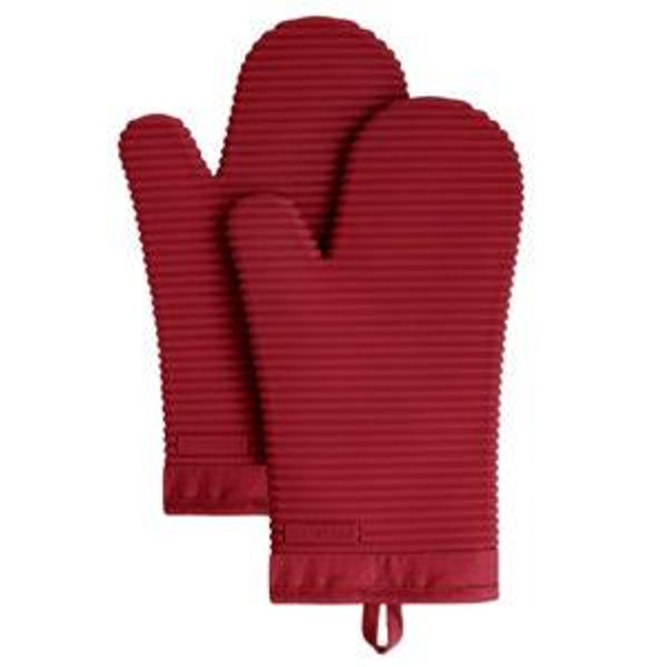 KITCHENAID Ribbed Soft Silicone Oven Mitt 2-Pack Set, Smoked Paprika