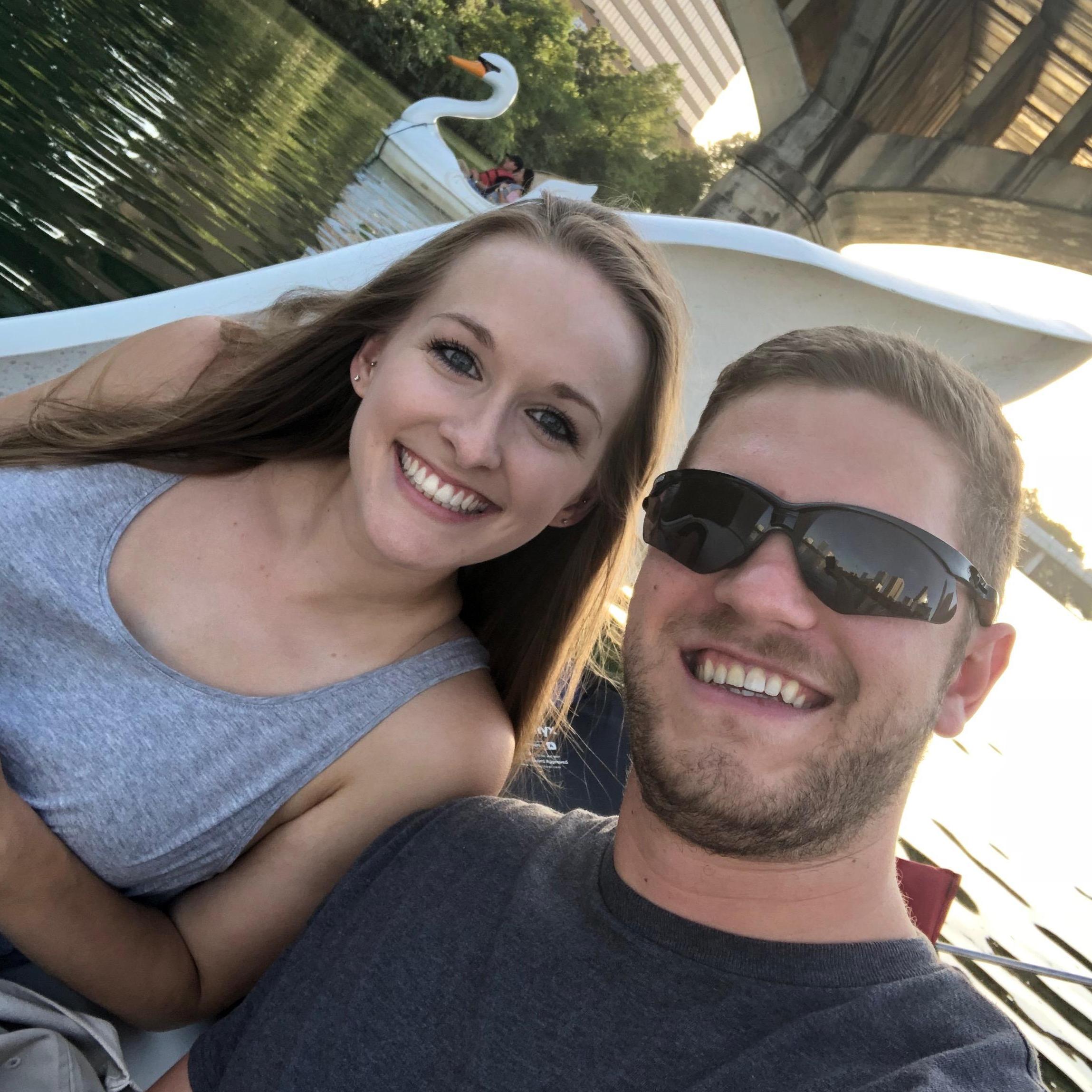 Our favorite date - peddle boating in swans on Town Lake, Summer 2018
