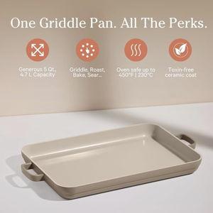 Our Place Griddle Pan - Versatile Nonstick Ceramic Sheet Pan & Stovetop Griddle | Toxin-Free, Dual-Use, with Ergonomic Handles | 5 Qt Capacity, Oven Safe up to 450°F | Steam