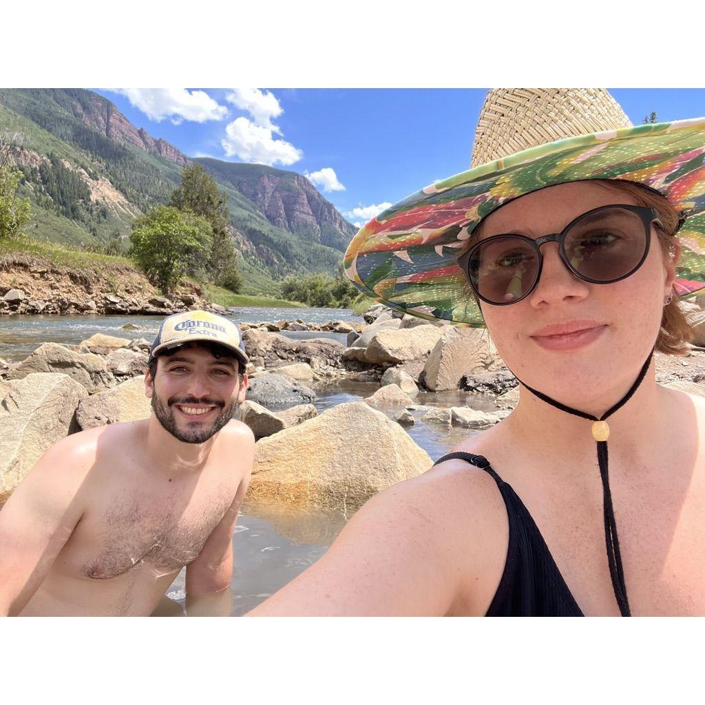 Our trip to CO, July 2022. Here we are soaking in Penny Springs. Little did Delainey know, she was hours away from being proposed to!