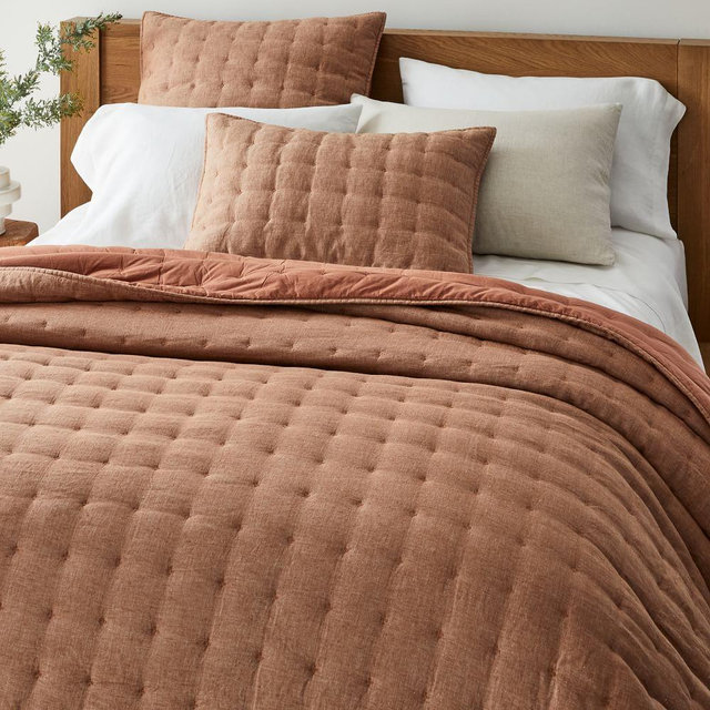 European Linen Lofty King/Cal. King Quilt, Terracotta Melange