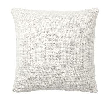 Faye Textured Linen Pillow Cover, 20", Ivory