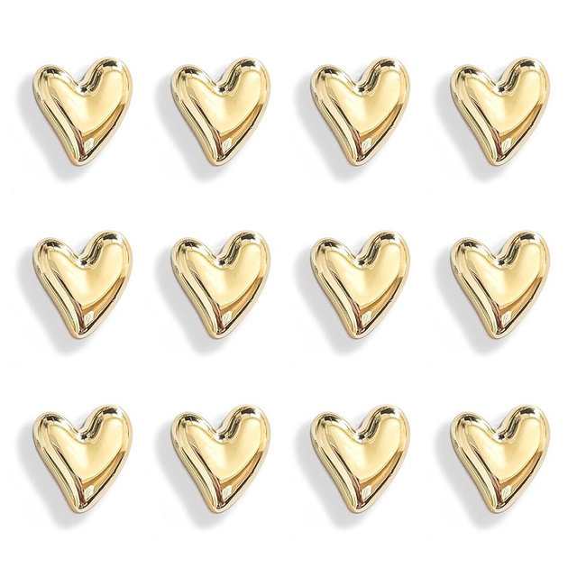 Janvelle 12PCS Refrigerator Magnets Gold Magnets for Fridge 0.79in Small Love Heart Cute Decorative Magnet Set for Home Kitchen Office Whiteboard Decor