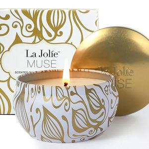 LA JOLIE MUSE - Scented Candles Vanilla Coconut Candle Soy Wax, 8.1 oz Aromatherapy Travel Tin, Sweet and Fresh, Mothers Day Gift