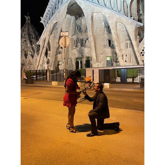 I asked her "Will you Marry Me"? in front of the Sagrada Familia, Barcelona