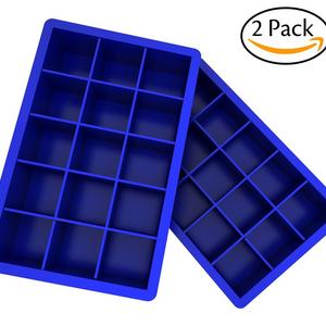 Ozera 2 Pack Silicone Ice Cube Tray Molds Candy Mold Cake Mold Chocolate Mold, 15 Cavity, Blue