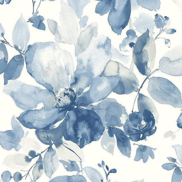 NextWall Watercolor Flower Peel and Stick Wallpaper (Bluestone)