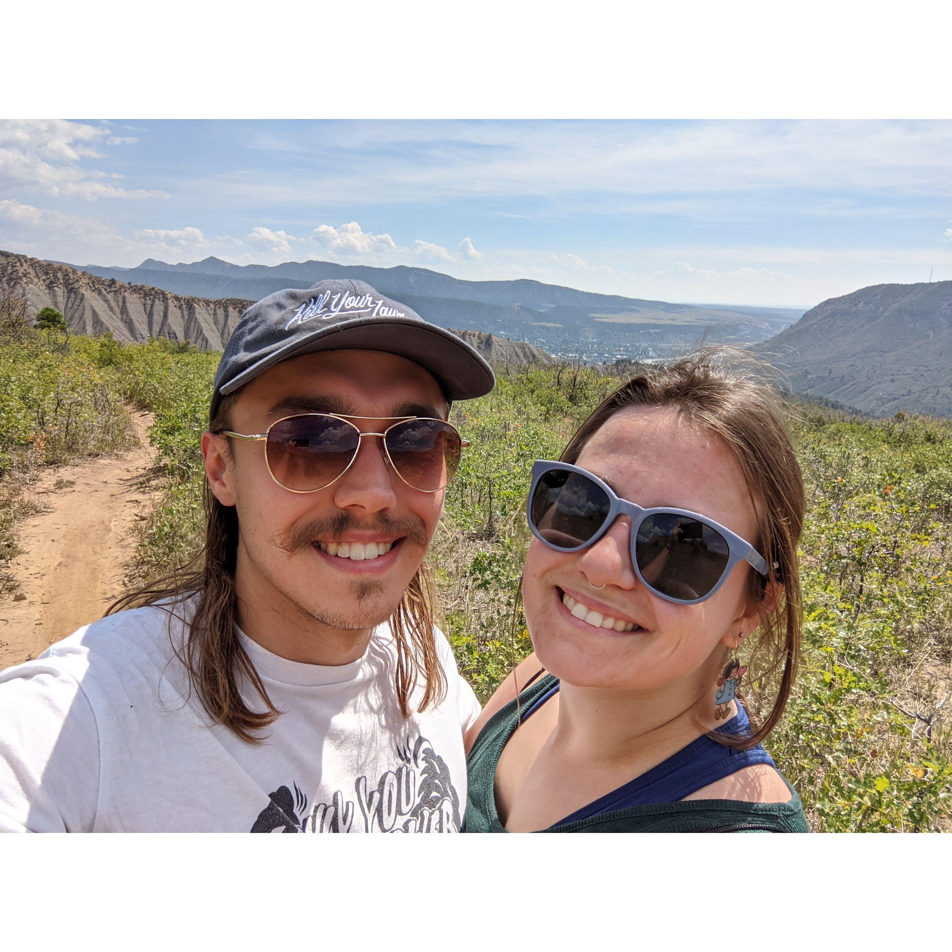on a hike to the Twin Buttes in Durango, CO