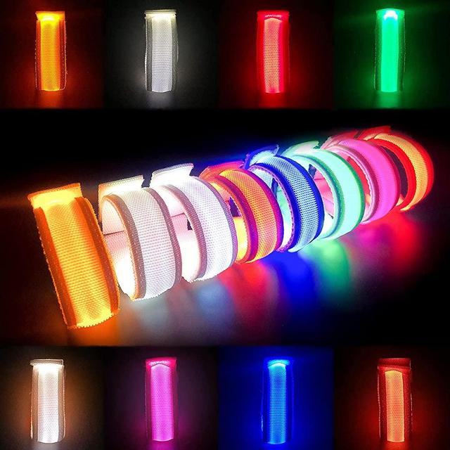 LED Glow Bracelets Light Up Wristbands Flashing Arm Wrist Bands, Flashing Sports Wristband Pack of 8 Glow in The Christmas Dark Party Supplies for Concerts, Festivals, Sports, Parties, Night Even.