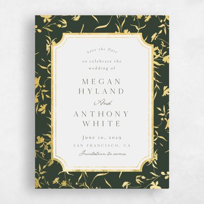 Deep Forest, Green Wedding Save the Date - Vasara Portrait Foil