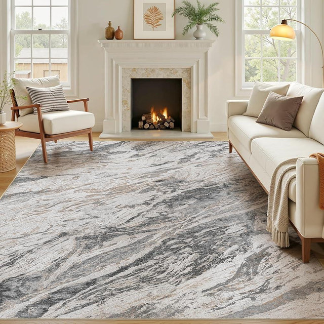 Micgeek Area Rugs for Living Room: 6X9 Abstract Washable Rug Modern Neutral Large Soft Stain Resistant Non-Slip for Bedroom Dining Room Indoor Home Office Carpet - Taupe