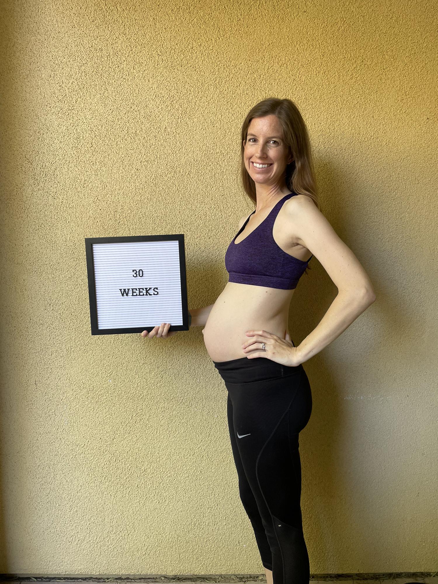 30 Weeks: The little guy is the size of a bunch of broccoli!