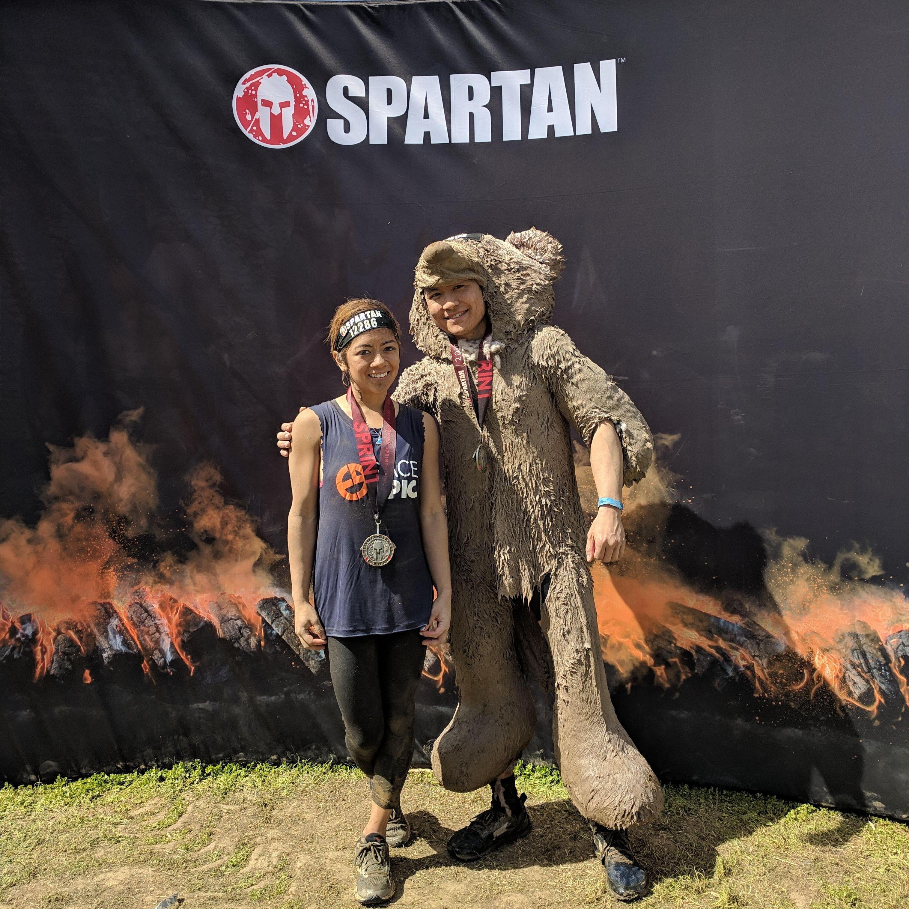 Yep, Teddy wore this bear costume throughout the whole race... People were like, where is all this FLUFF coming from?!?! Oops...