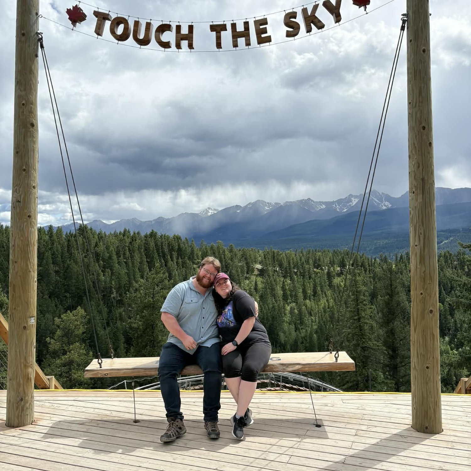 She may not show it, but she was having a panic attack moments before (She is scared of heights, this is at the world's highest suspension bridge)