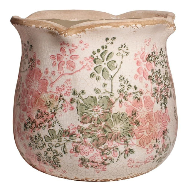 Ceramic Pots for Plants, Vintage Plant Pot with Drainage Hole, 6.11in. Planter for Indoor Plants, Crackle Glaze Finish Flower Pot, Perfect Tuscan Ceramic Planter for Gardening, Pastel Meadow