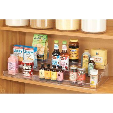 3 Tier Plastic Expandable Kitchen Spice Rack Organizer - White