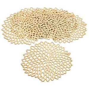 Chilewich Dahlia Coasters, Set of 6 (Color: Brass)