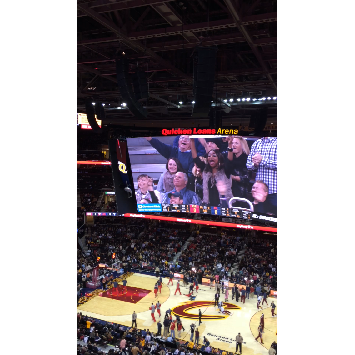 We made it on the jumbo tron at the Cavs game!