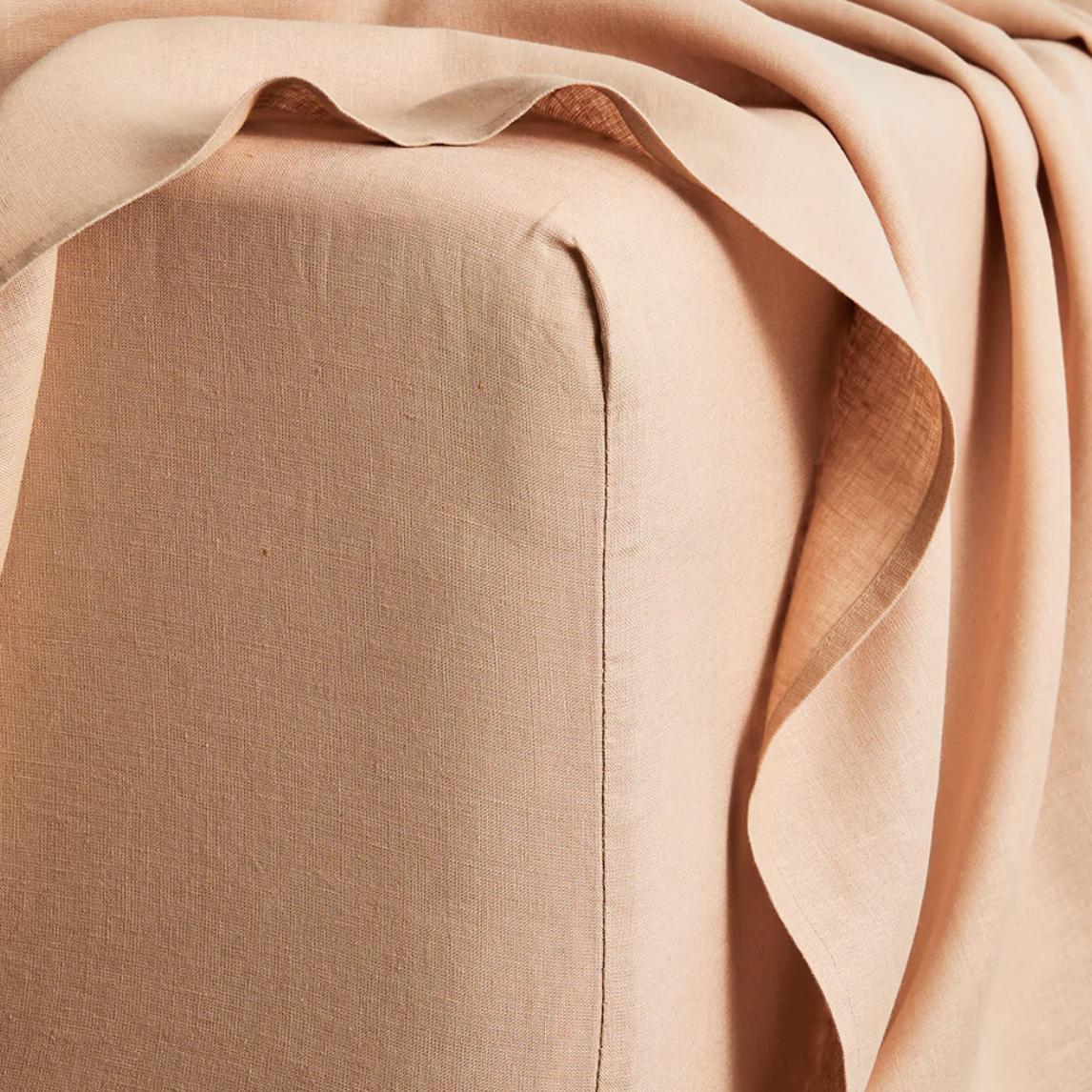 Terracotta 100% French Flax Linen Fitted Sheet