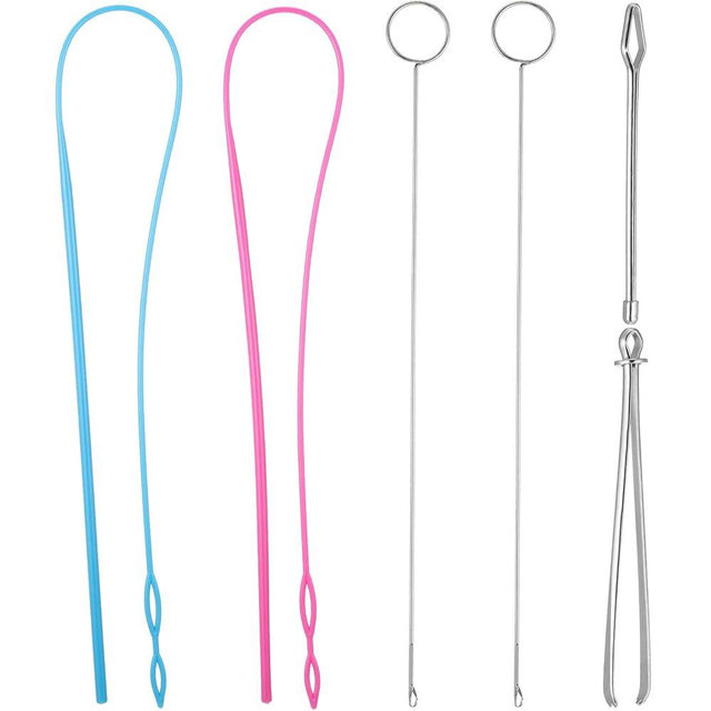 WILLBOND 6 Pcs Flexible Drawstring Threader Tool Sewing Loop Kit, Loop Turner Easy Threader Hoodie String Replacement Metal Tweezers Drawstring Puller Tool for Fabric Belt DIY Knitting Accessories