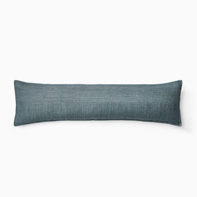 Channeled Weave Lumbar Pillow Cover, 12x46, Chambray