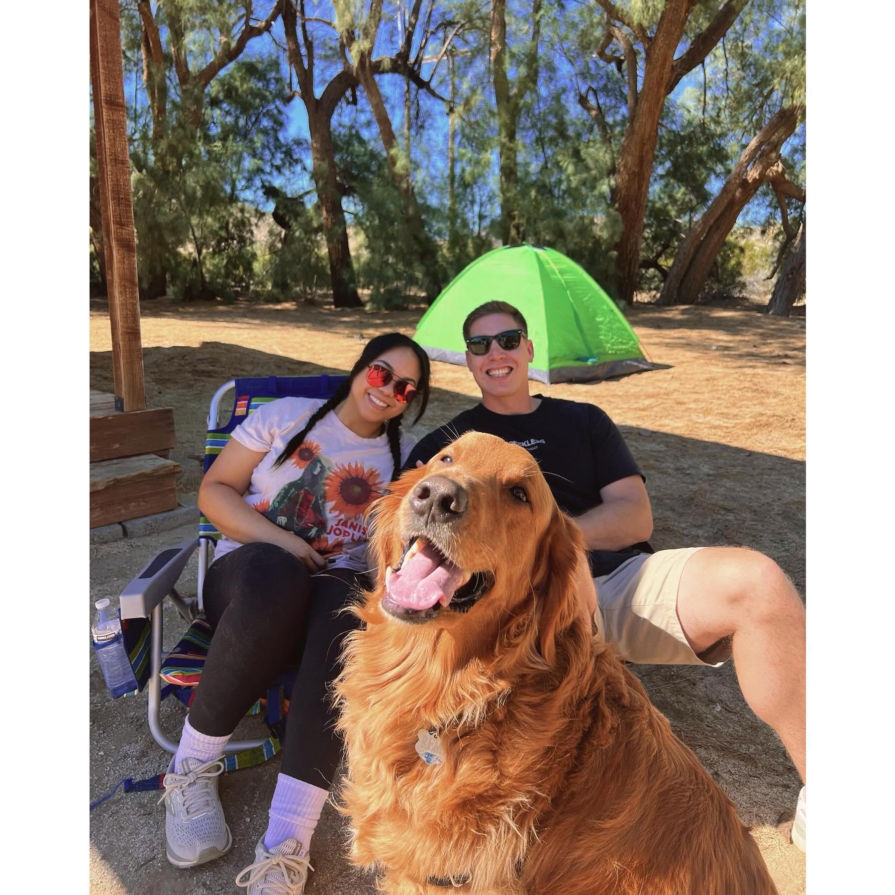 October 2023 - Remi's first camping trip with momma and dada, and celebrating Auntie Katie's Birthday! Cheers to many more camping trips!