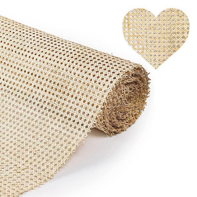 24" Width Rattan Cane Webbing Roll 7 FEET Hexagon Weave Pre-Woven Cane Mesh Net Open Weave Wicker Cane Webbing Rattan Sheets for Furniture, Chair, Cabinet, Ceiling (7 FEET)