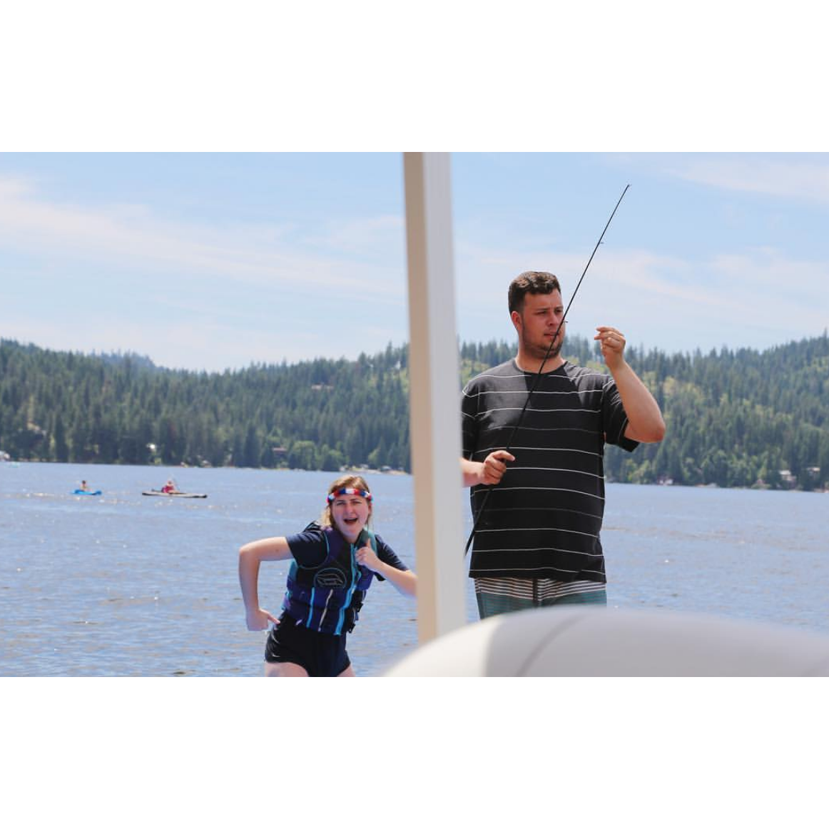 4th of July family reunion on Newman Lake! Cody fishing and Amanda hamming it up.