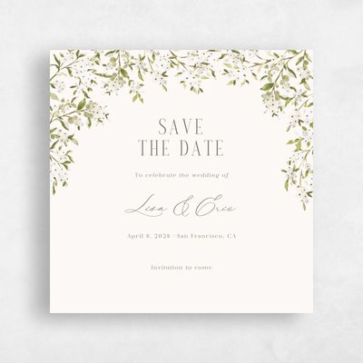 Dark Sage, Green Wedding Save the Date - Allegra Square