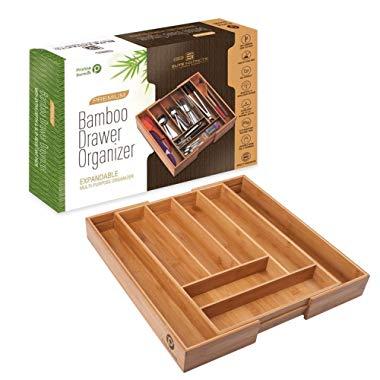 Pristine Bamboo Non-Slip, Extra Deep, Expandable, Large Silverware Organizer, Bamboo Flatware Drawer Organizer, Cutlery Tray, Utensil Holder, Adjustable Drawer Organizers, Kitchen Drawer Dividers