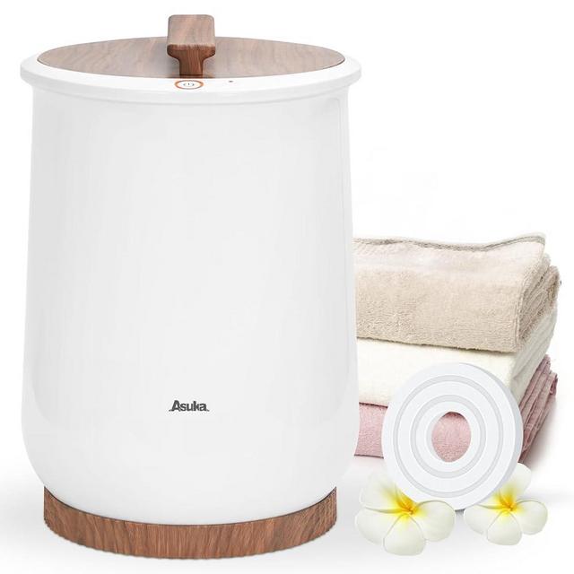 Asuka Towel Warmer for Bathroom, Large Towel Warmer Bucket, Easy One-Button Control, Auto Shut-Off, 21L Capacity Fits Up for Two 40"X70" Oversized Towels, PJ’s Bathrobe, CL1 (Brown)