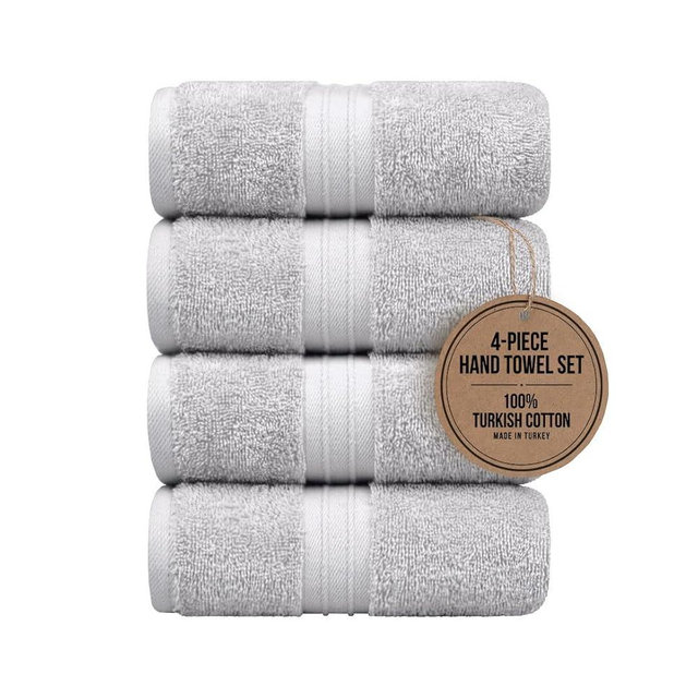 Cotoniche Hand Towels Pack of 4-100% Cotton & Luxury, Large (16"x 28") Absorbent, Thick, Cozy - Versatile, Perfect as Hotel Towel, Face Towels - Silver Gray