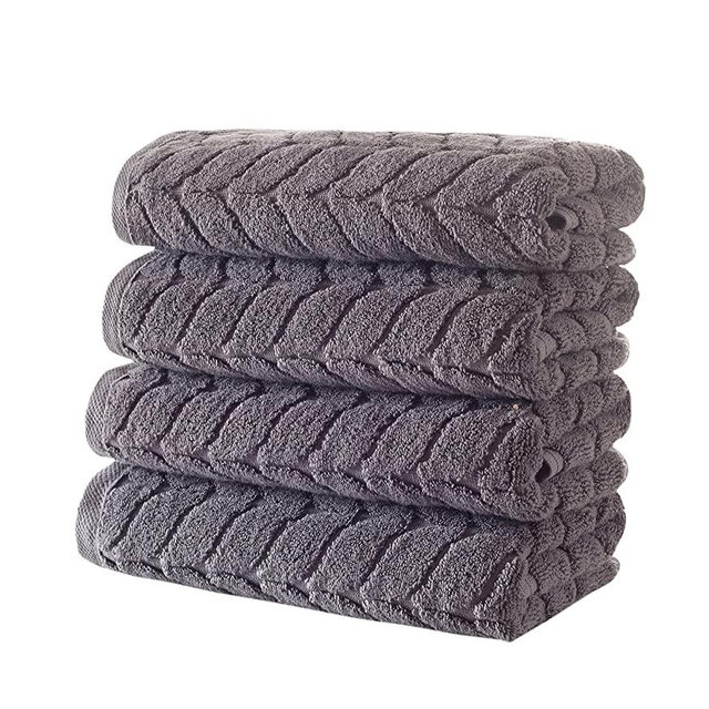 BAGNO MILANO 100% Turkish Cotton Jacquard Luxury Towel Set – Quick Dry Non-GMO Ultra-Soft, Plush and Absorbent Luxury Durable Turkish Towels Set (Grey, 4 Pcs Hand Towel Set)