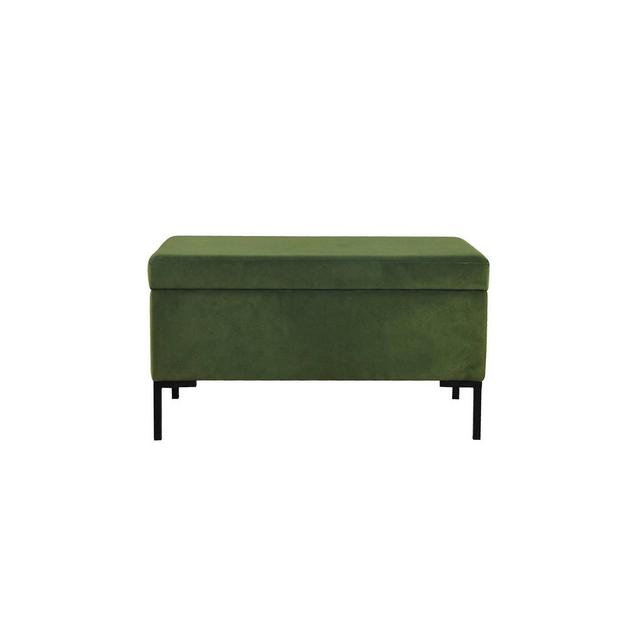 Medium Storage Bench with Metal Legs Green Velvet - HomePop