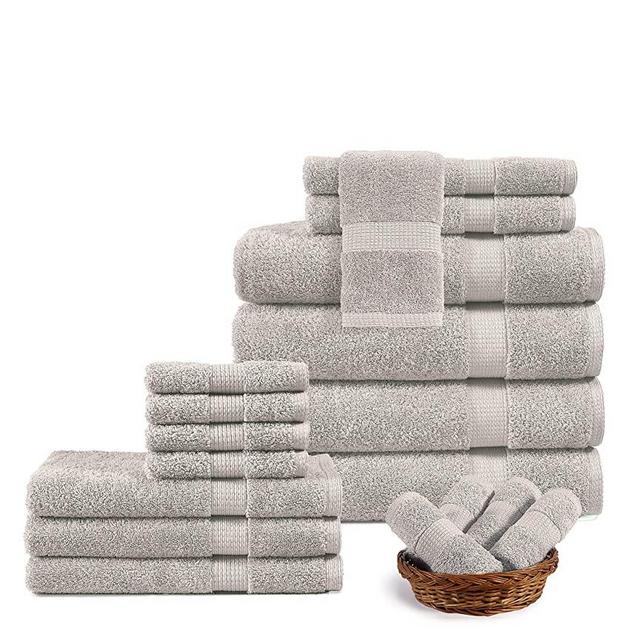 Cotton Bath Towels for Bathroom Set-18 PC Bathroom Towels Set-4 Bathroom Towel Set, 6 Hand Towels for Bathroom, 8 Washcloths, Soft Turkish Towel Sets for Bathroom - Platinum Bath Towels Set