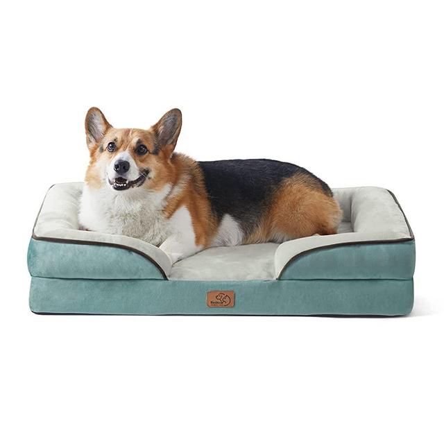 Bedsure Large Orthopedic Dog Bed for Large Dogs - Big Waterproof Dog Bed Medium, Foam Sofa with Removable Washable Cover, Waterproof Lining and Nonskid Bottom Couch, Pet Bed, Washed Blue